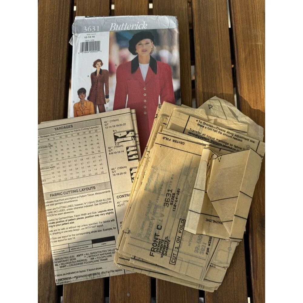 Butterick Sewing Pattern 3631 Jacket Dress Skirt Pants Sizes 12 14 16